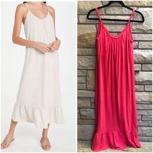 Anthropologie Sundry Ruffle Hem Spaghetti Strap Maxi dress Coral Pink XSmall